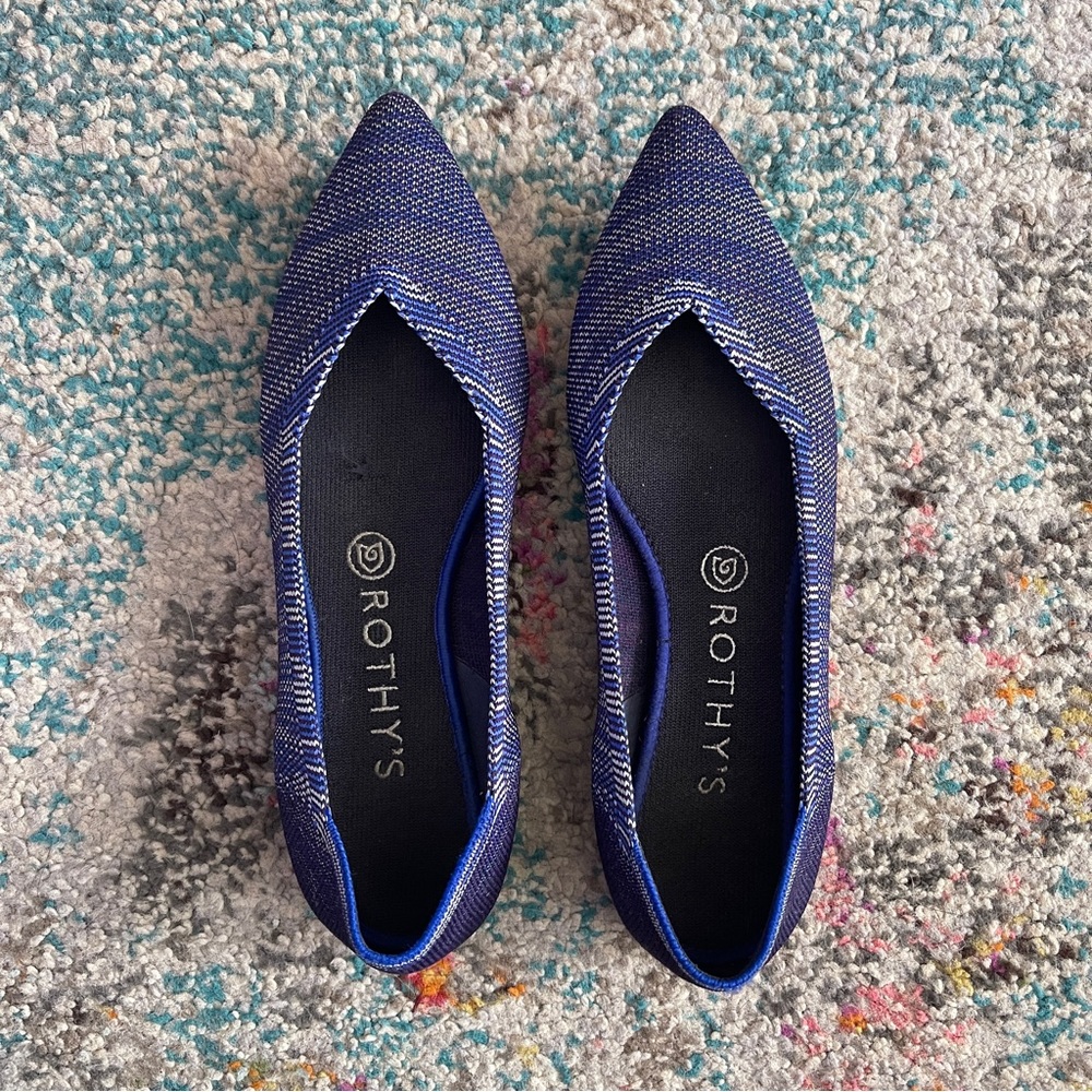 Rothy’s marled blue pointe flat (8)